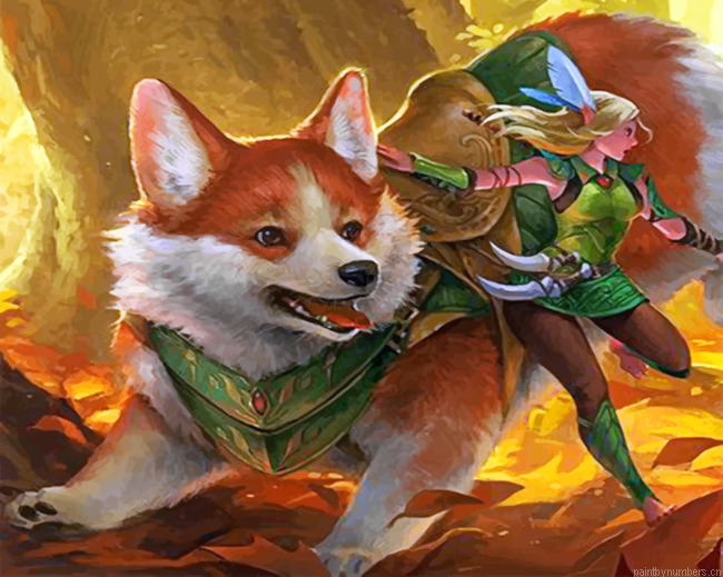 Corgi And Fairy Painting By Numberss.png