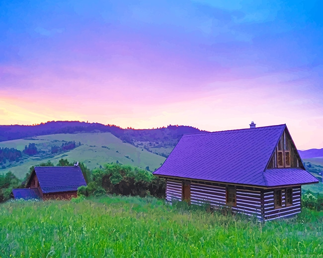 Cottage Sunset Landscapes Painting By Numbers.png