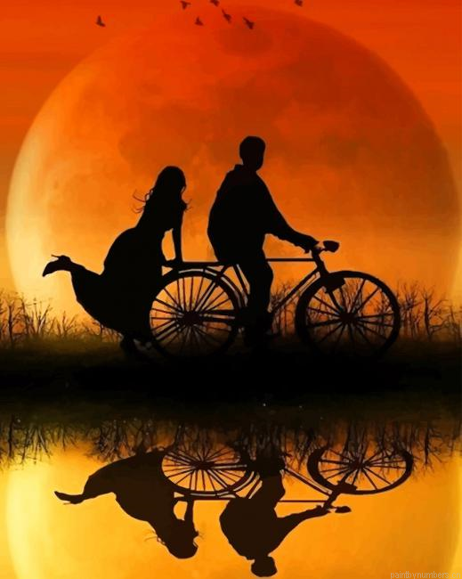 Couple Bicycle Silhouette Painting By Numberss.png