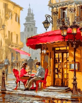 Couple Having Coffee Painting By Numbers.png