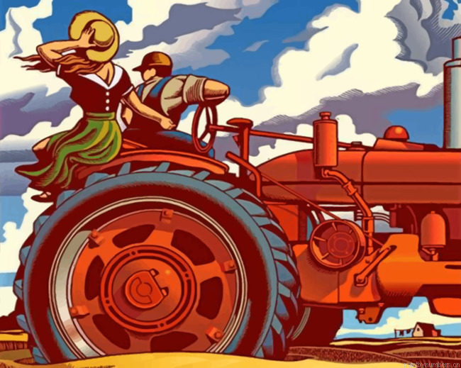 Couple In A Tractor Painting By Numbers.png