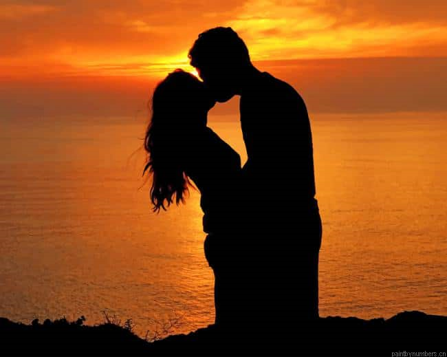 Couple Kiss Silhouette Romance And Love Painting By Numberss.png
