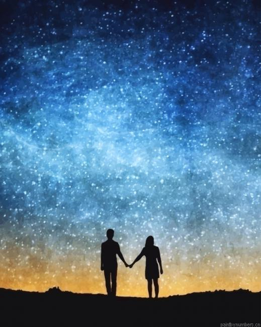 Couple Silhouette Galaxy Romance And Love Painting By Numberss.png
