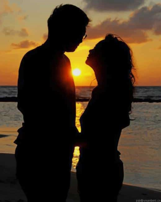Couple Silhouette Romance And Love Painting By Numberss.png