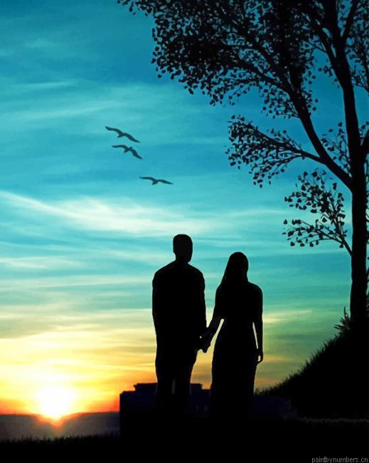 Couple Sunset Silhouette Painting By Numberss.png