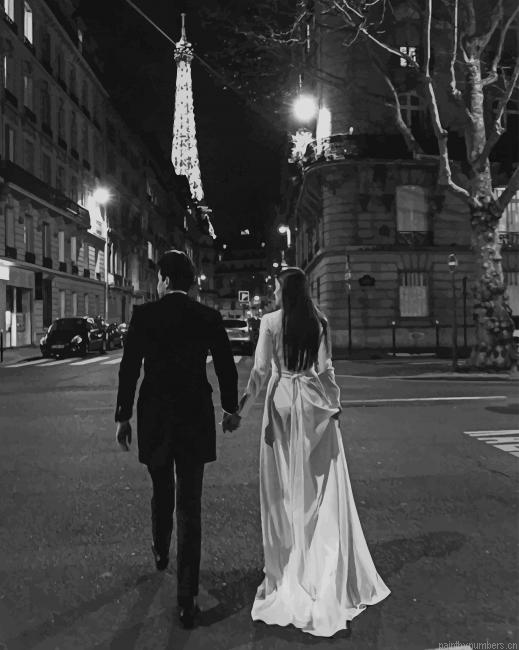 Couple Walking In Paris Streets Painting By Numberss.png