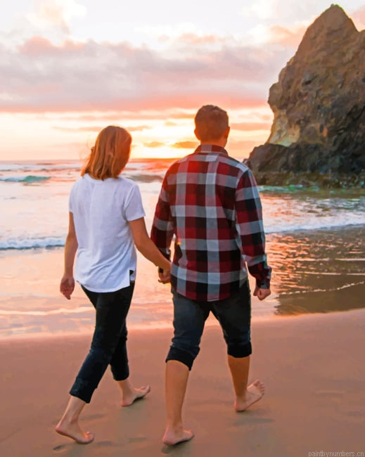 Couples In Beach Romance Painting By Numbers.png