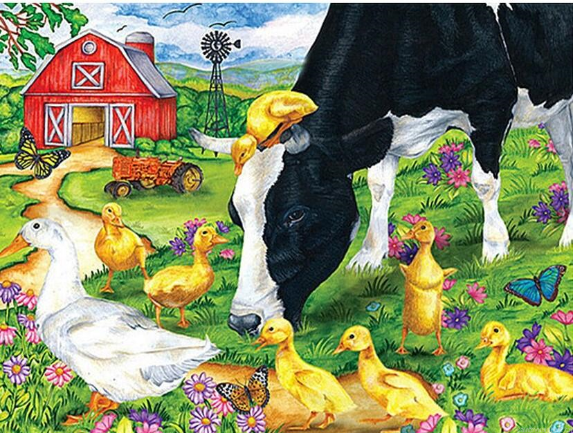 Cow And Chicks Painting By Numberss.png