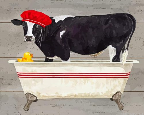 Cow Taking A Bath Painting By Numbers.png