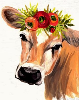 Cow With Floral Crown Painting By Numbers.png