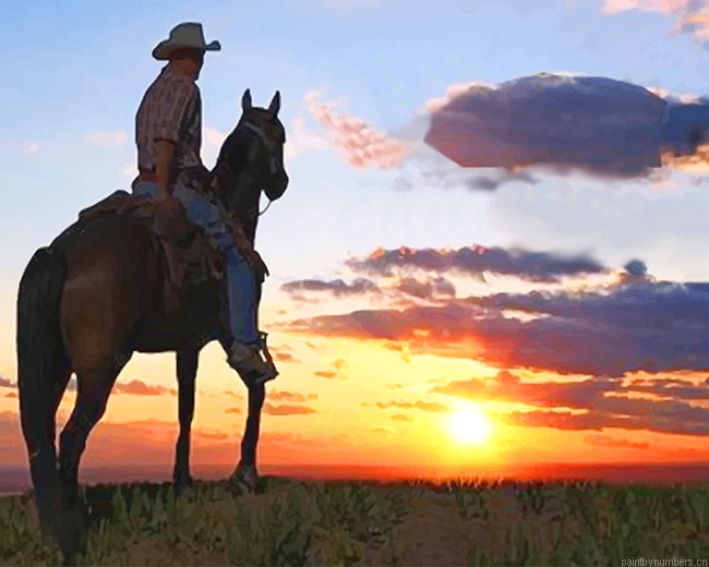 Cowboy Into Sunset Painting By Numbers.png