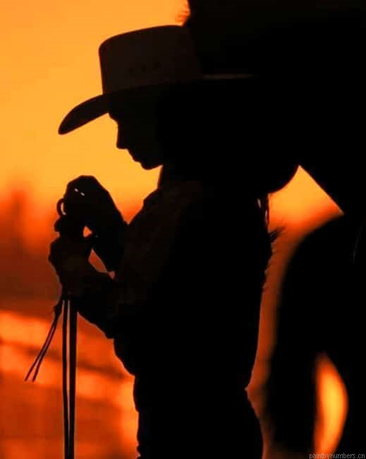 Cowgirl And Horse Silhouette Painting By Numberss.png