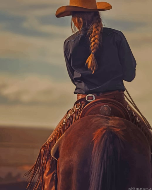 Cowgirl Riding A Horse Painting By Numberss.png