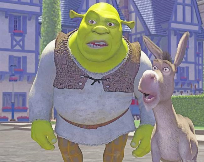 Crazy Shrek And His Donkey Animations Painting By Numbers.png