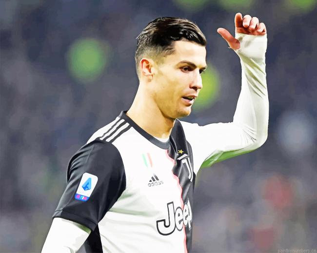 Cristiano Ronaldo In Juventus Jersy Soccer Painting By Numberss.png