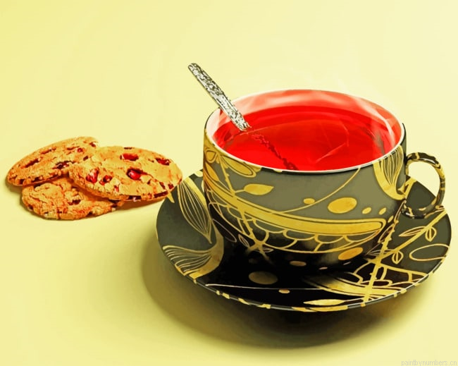 Cup Of Tea And Cookies Food Painting By Numberss.png