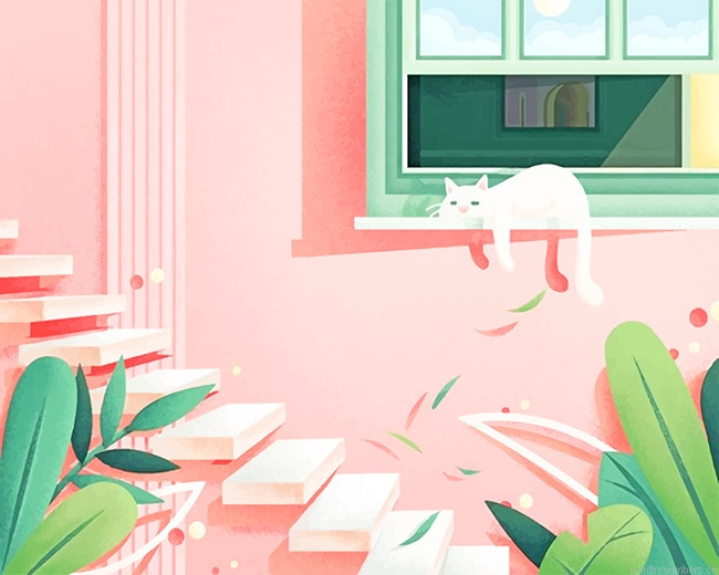 Cute Cat Enjoying The Sun Painting By Numberss.png