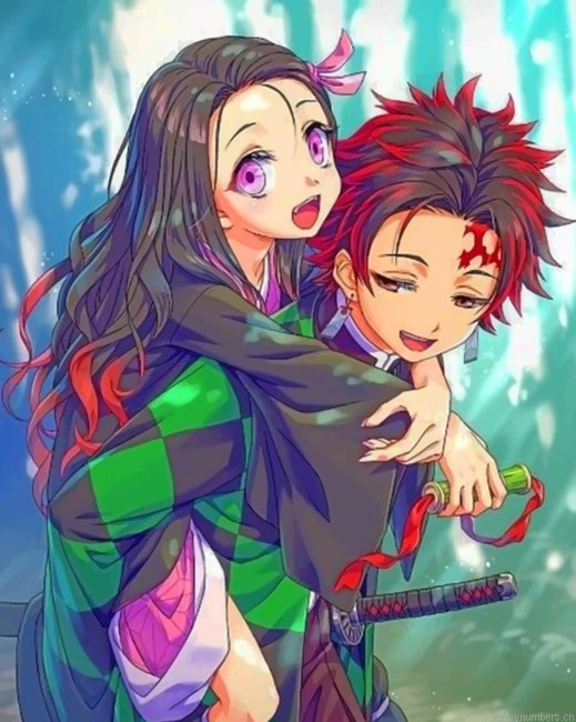 Cute Demon Slayer Anime Painting By Numberss.png