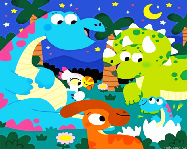 Cute Dinosaurs Painting By Numberss.png