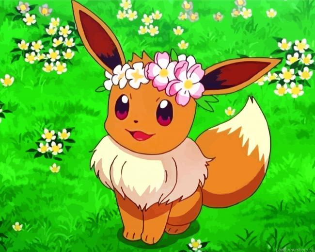 Cute Eevee Pokemon Painting By Numberss.png
