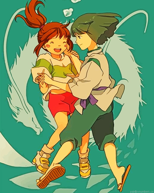 Cute Haku And Chihiro Spirited Away Painting By Numberss.png