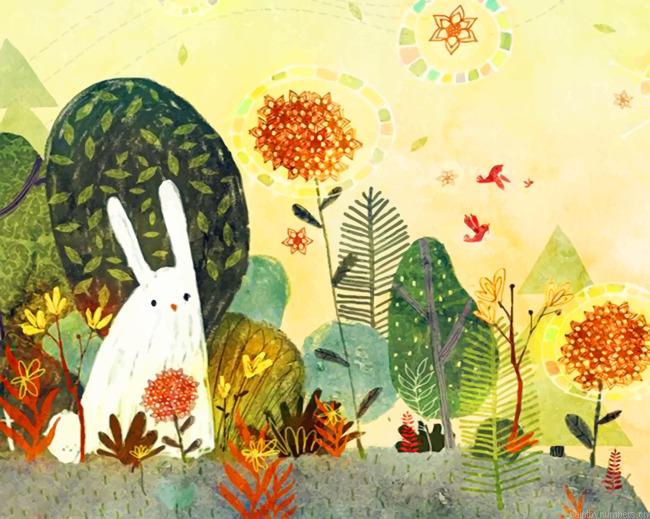 Cute Hare Illustration Painting By Numberss.png