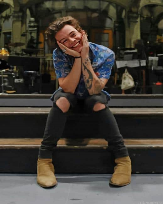 Cute Harry Styles Singers Painting By Numberss.png