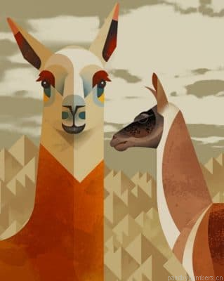 Cute Llamas Animals Painting By Numbers.png