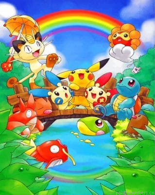 Cute Pikachu And His Friends Painting By Numbers.png