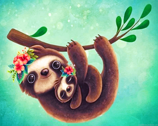 Cute Sloths Painting By Numberss.png