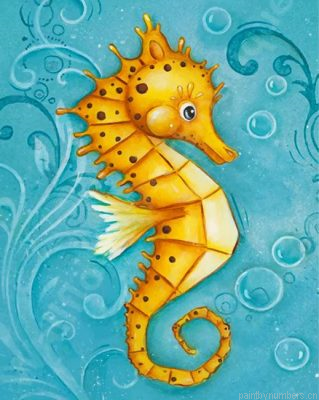 Cute Yellow Seahorse Painting By Numbers.png