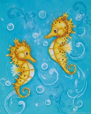 Cute Yellow Seahorses Painting By Numbers.png