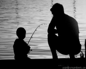Dad Teaching His Son Fishing Painting By Numbers.png