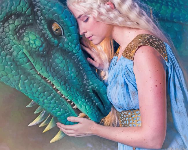 Daenerys With Dragon Game Of Thrones Painting By Numbers.png
