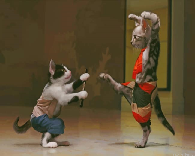 Dancing Crazy Cat Animals Painting By Numberss.png