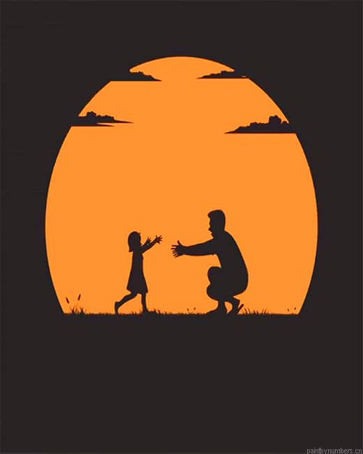 Daughter And Dad Silhouette Painting By Numberss.png