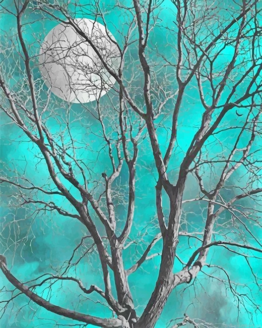 Dead Tree And Full Moon Painting By Numberss.png