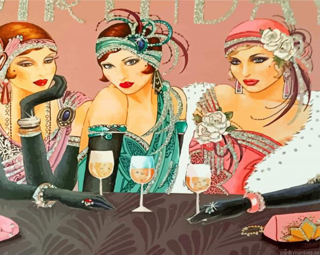 Deco Ladies Celebrating Painting By Numbers.png