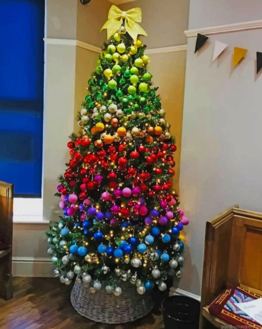 Decorated Christmas Tree New Year Painting By Numberss.png