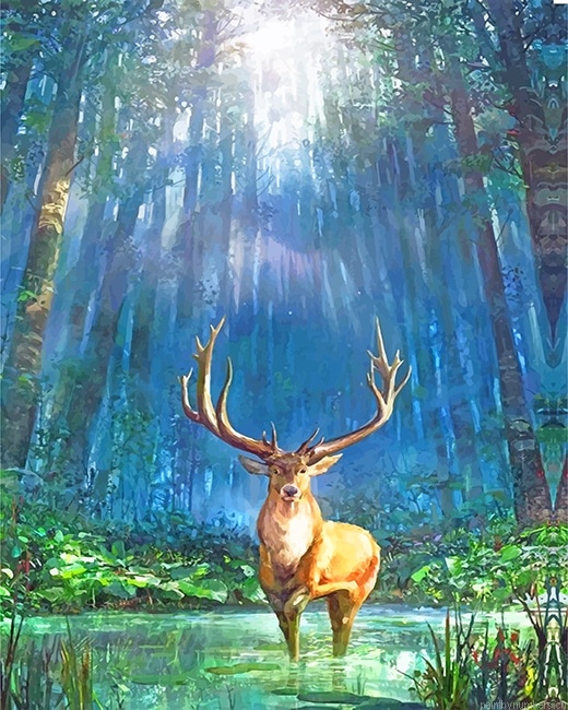 Deer In The Forest Animals Painting By Numberss.png