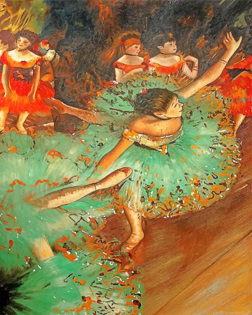 Degas Dancers Backstage Green Ballerinas Painting By Numbers.png