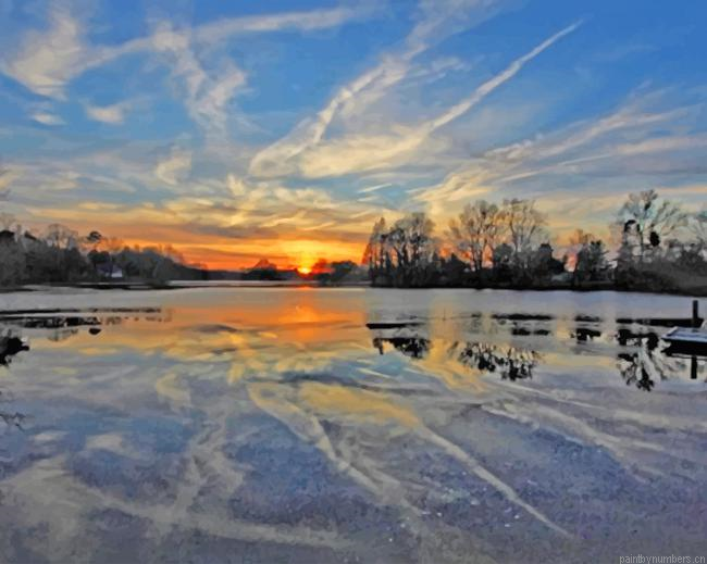 Delaware Sunset Reflection Landscapes Painting By Numberss.png