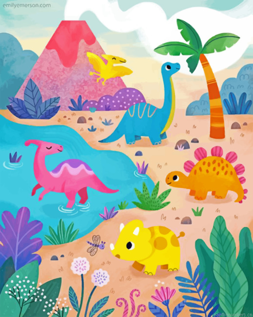 Dinosaurs Illustration Painting By Numberss.png