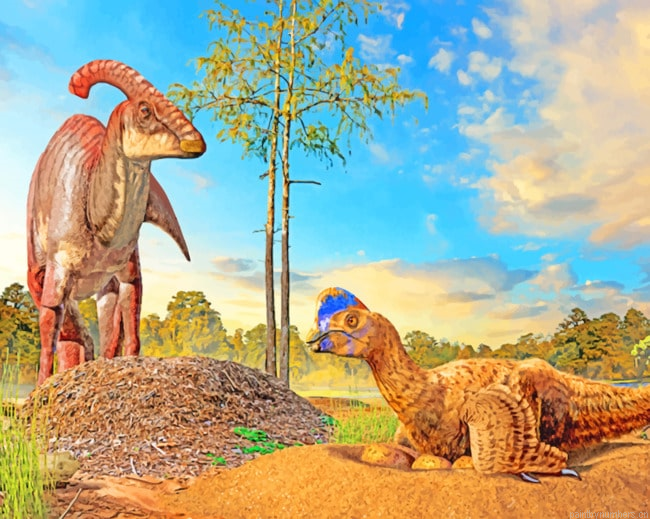 Dinosaurs In Their Nest Animals Painting By Numbers.png