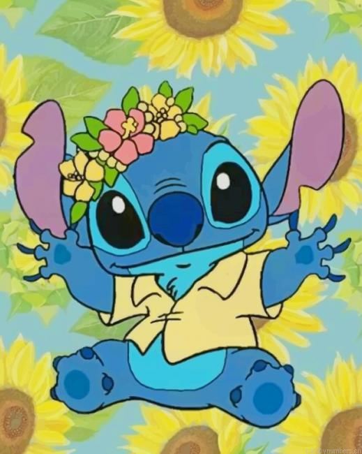 Disney Stitch With Flowers Painting By Numbers.png