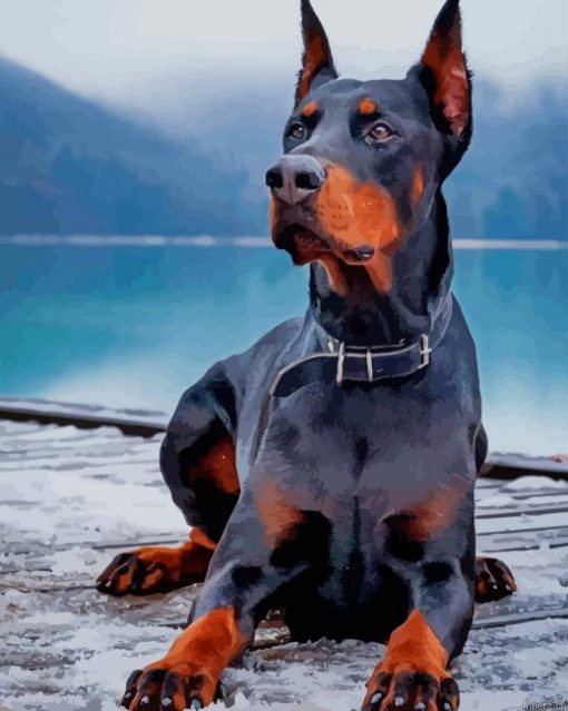 Doberman Silhouette Painting By Numbers.png