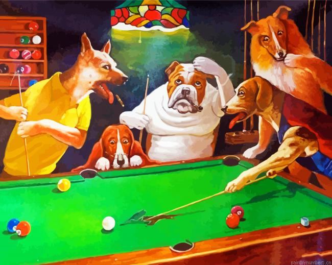 Dogs Playing Billiards Painting By Numberss.png
