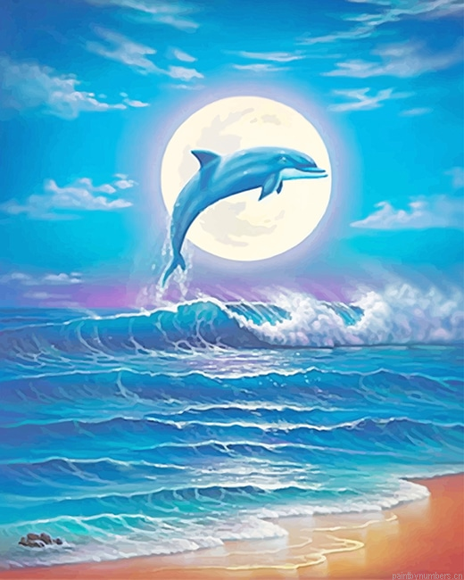 Dolphin On Waves Painting By Numbers.png