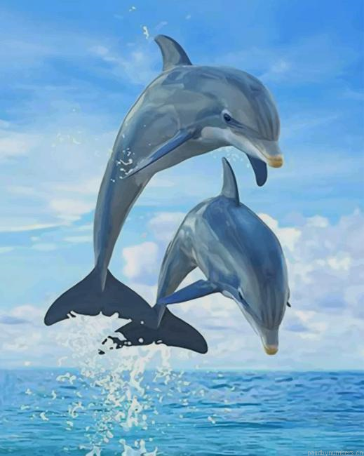 Dolphins Doing A Flip Animals Painting By Numberss.png