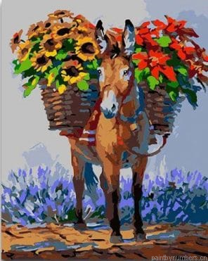 Donkey Carrying Flowers Painting By Numbers.png